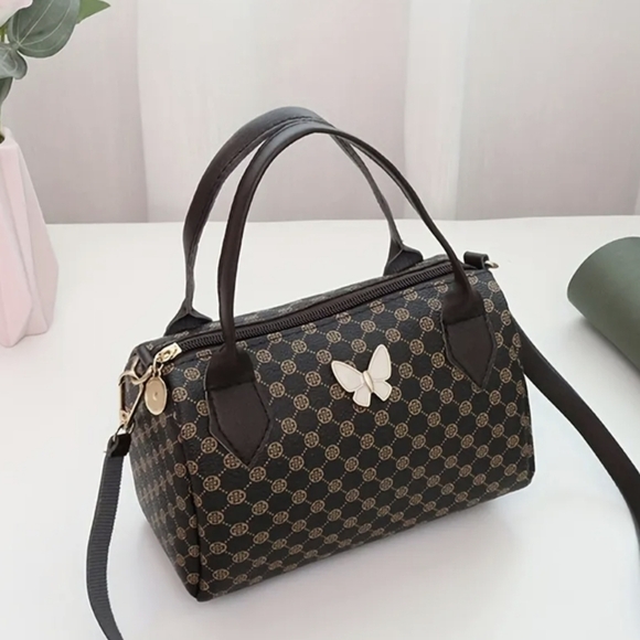 New Classic Butterfly Decor Boston Purse Bag, T1MIS - Picture 2 of 4